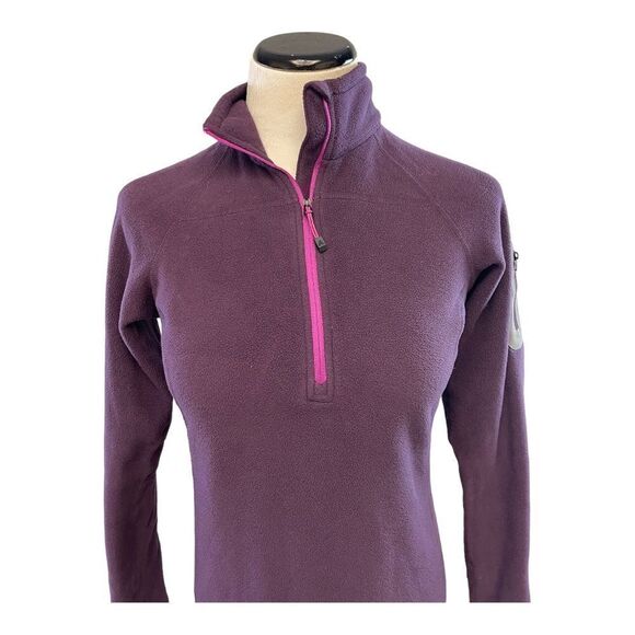 Eddie Bauer Pullover Quarter Zip Fleece Jacket Women's Sz S Purple Polartec - Picture 2 of 9